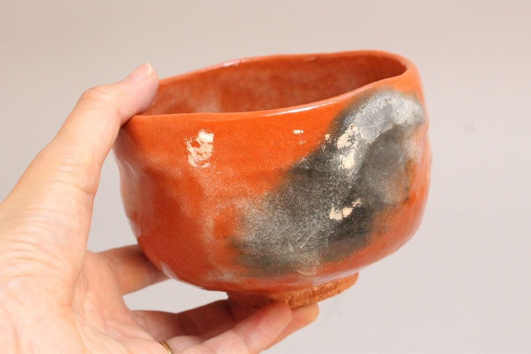 No5039 園部玄哉 造　赤茶碗　陶印有　共箱/共布　栞付　茶道具　送料無料