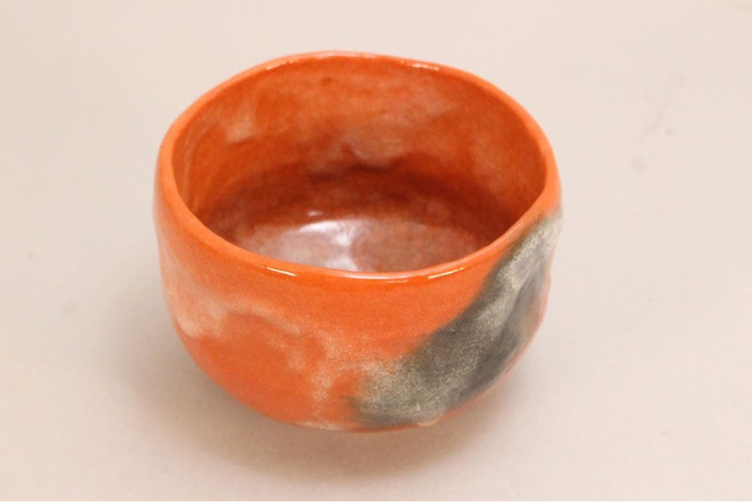 No5039 園部玄哉 造　赤茶碗　陶印有　共箱/共布　栞付　茶道具　送料無料