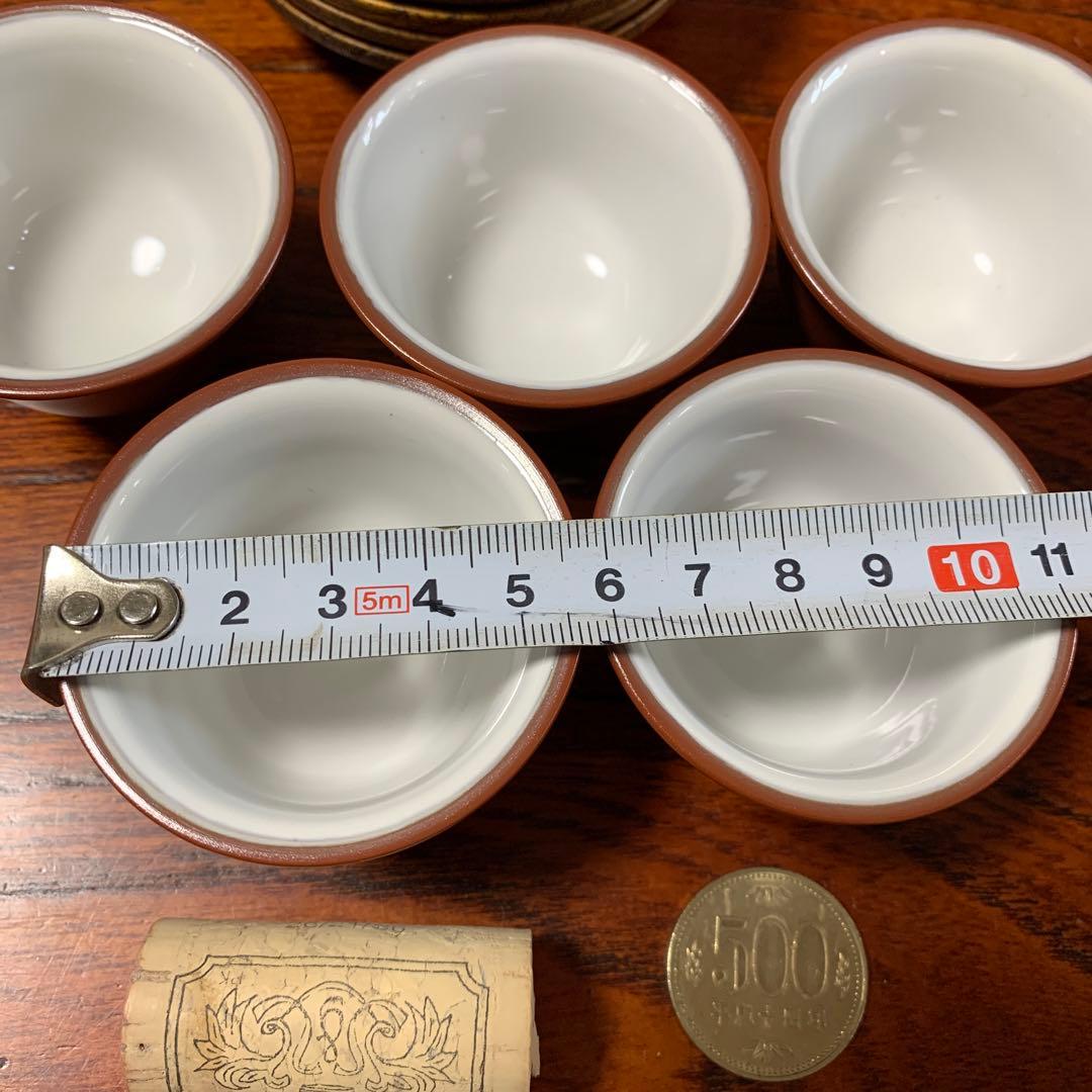 小さな常滑焼　朱泥　湯呑み５個　茶托お付けします