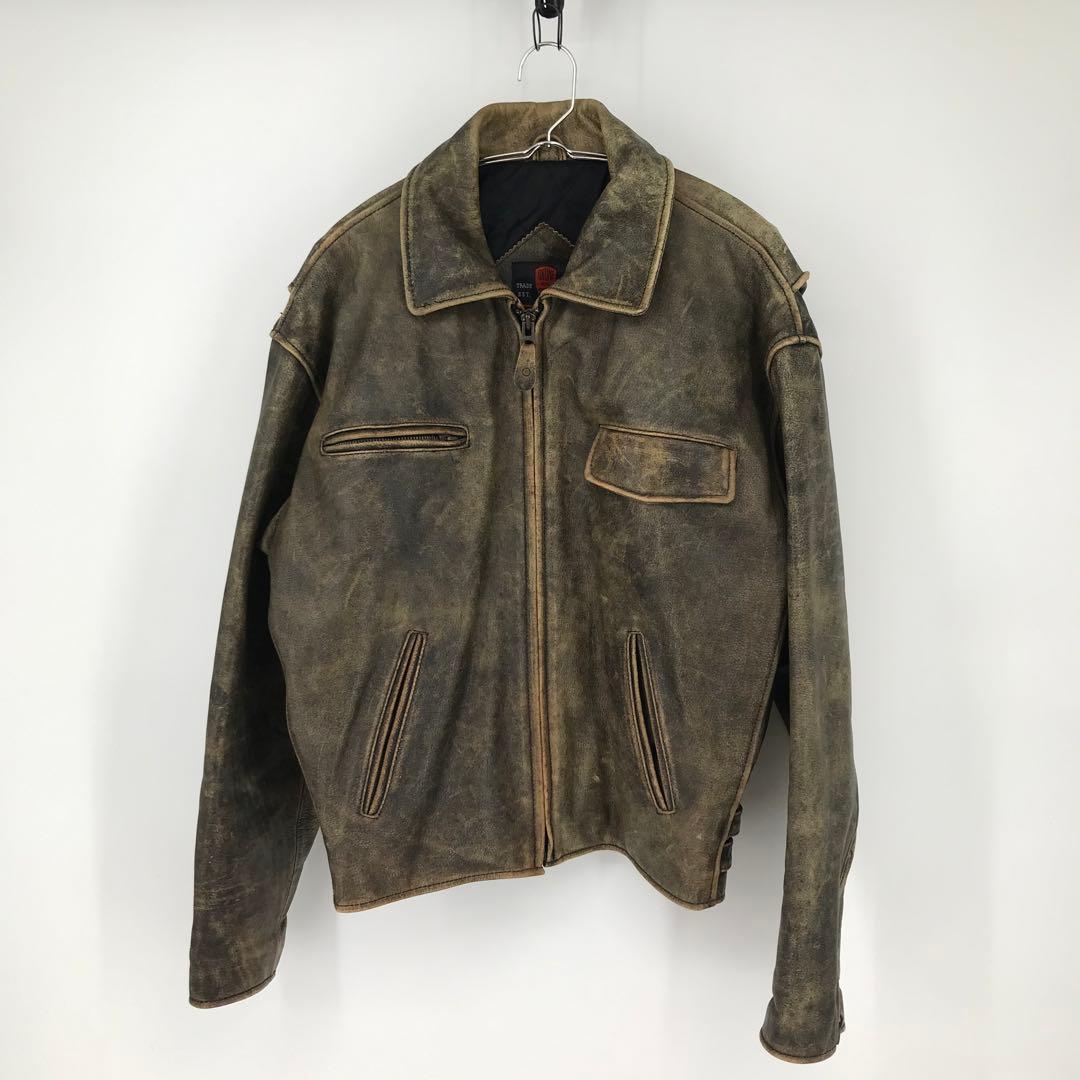 G.S.C ON TIME　レザージャケット　L　ライダース　ブラウン