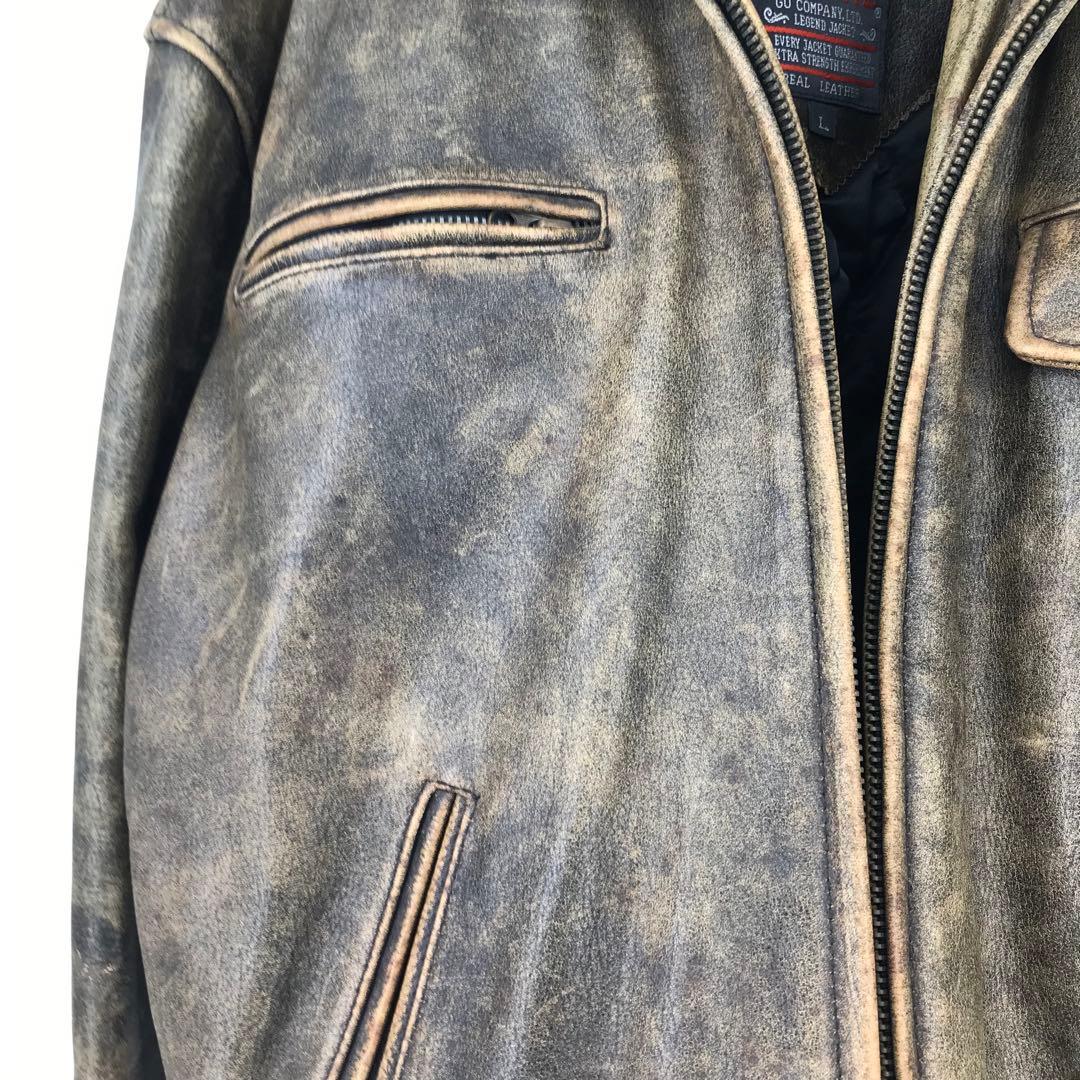 G.S.C ON TIME　レザージャケット　L　ライダース　ブラウン