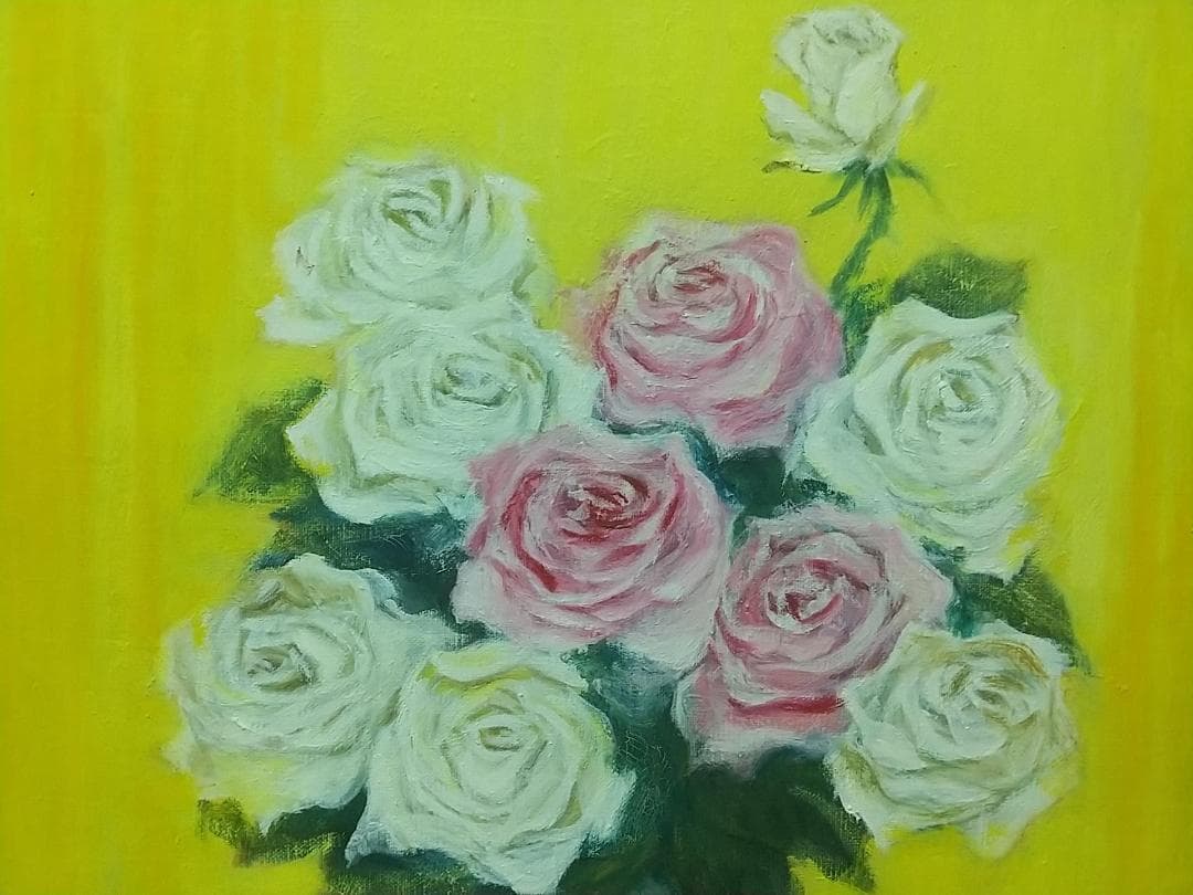 F8 「薔薇」A 油絵 油彩画 絵画 アート 静物