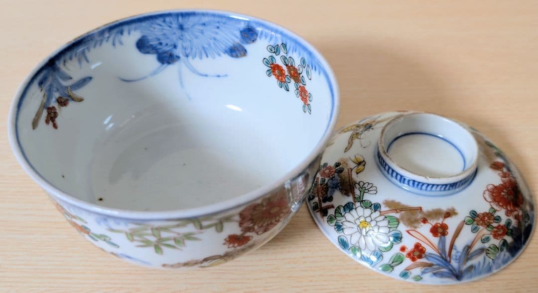 江戸中期 色絵古伊万里 金襴手 花蝶 青花 染付 金彩