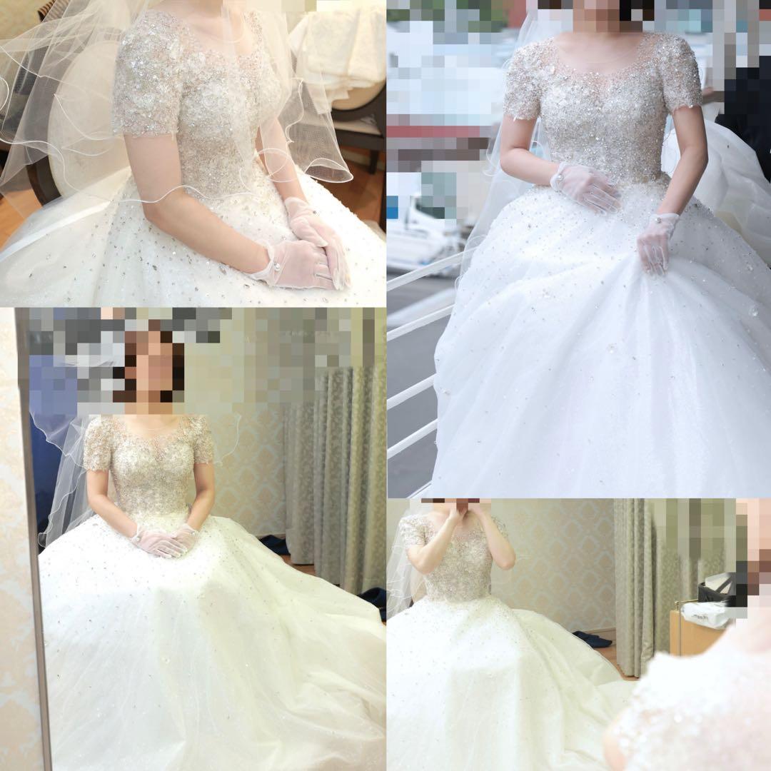 Aライン ビジュー ウェディングドレス/MINLADY BRIDE 美品☆