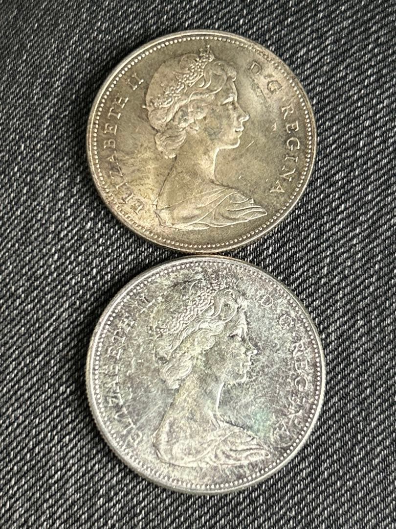 (Silver.800)カナダ1ドル 銀貨　2枚　連邦100年記念