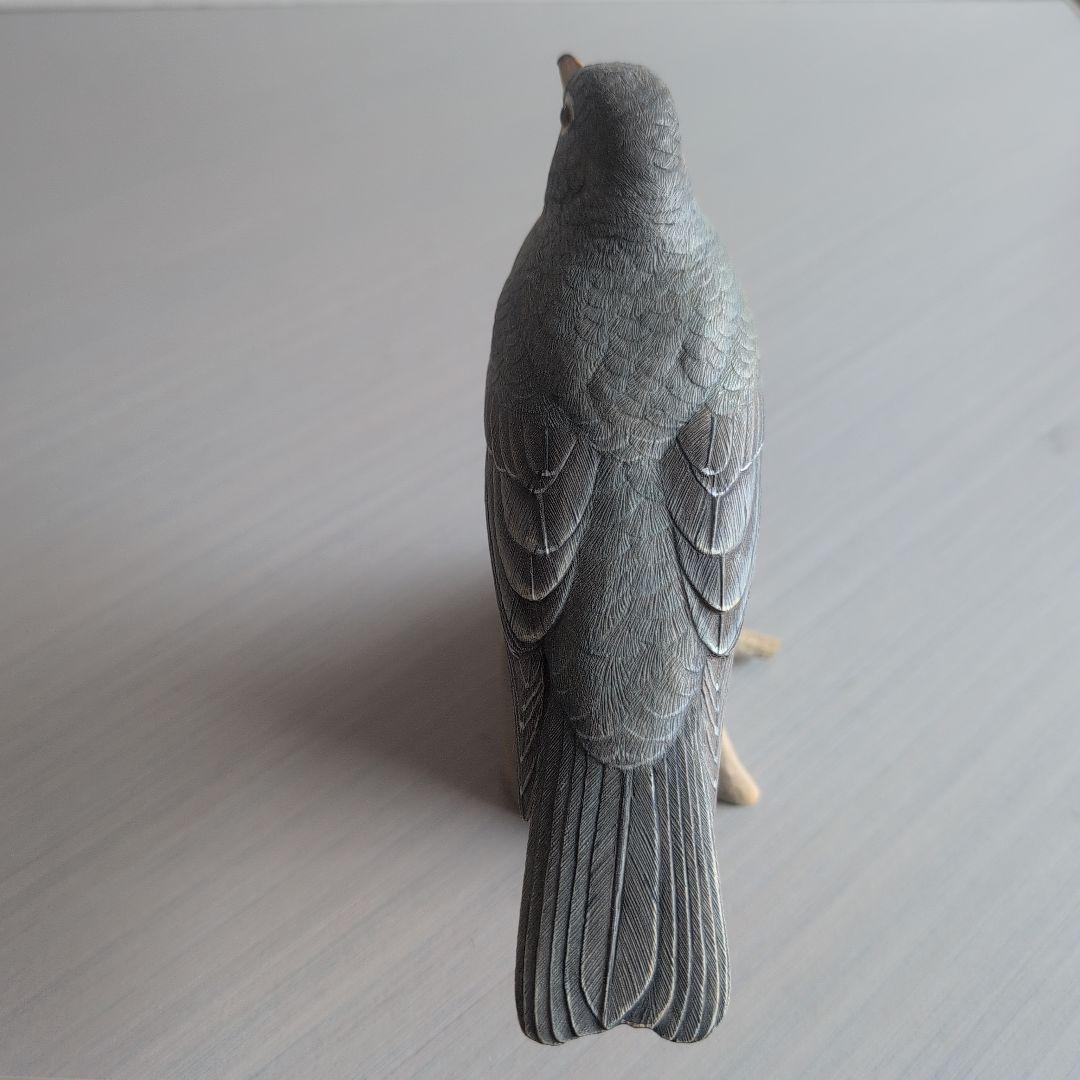 リアル木彫り　コマツグミ(アメリカン　ロビン) 野鳥彫刻 バードカービング
