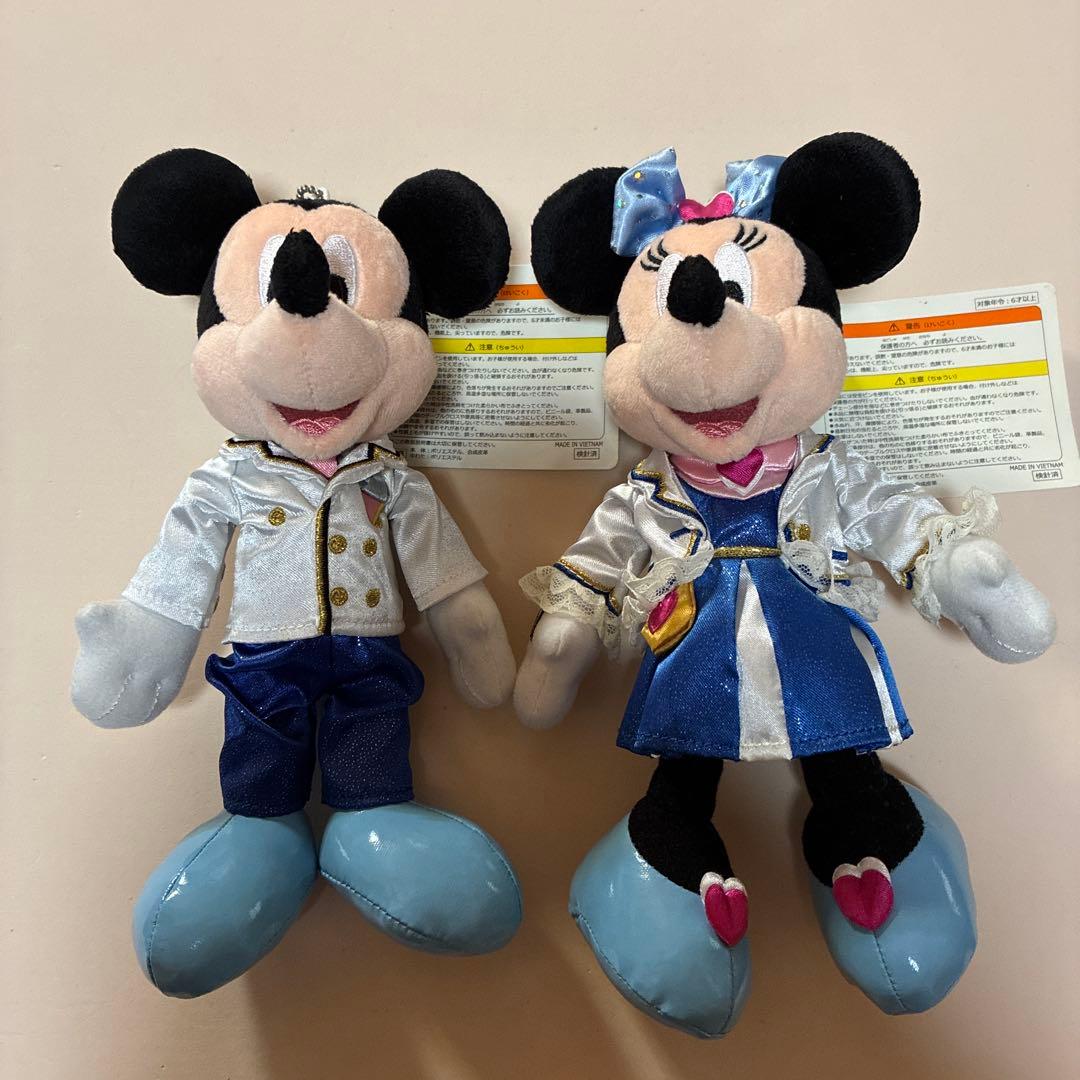 ミッキー&ミニー ぬいぐるみバッジTDSプラザエントランス　タグ付き
