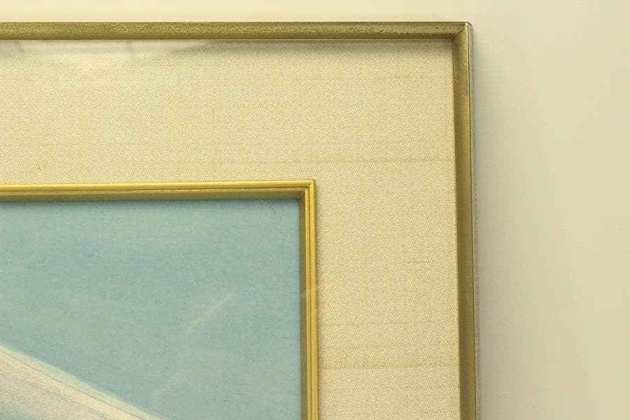 三輪晁勢作「富士」額装 共シール 金落款 金泥彩 保証 肉筆(ZE440)