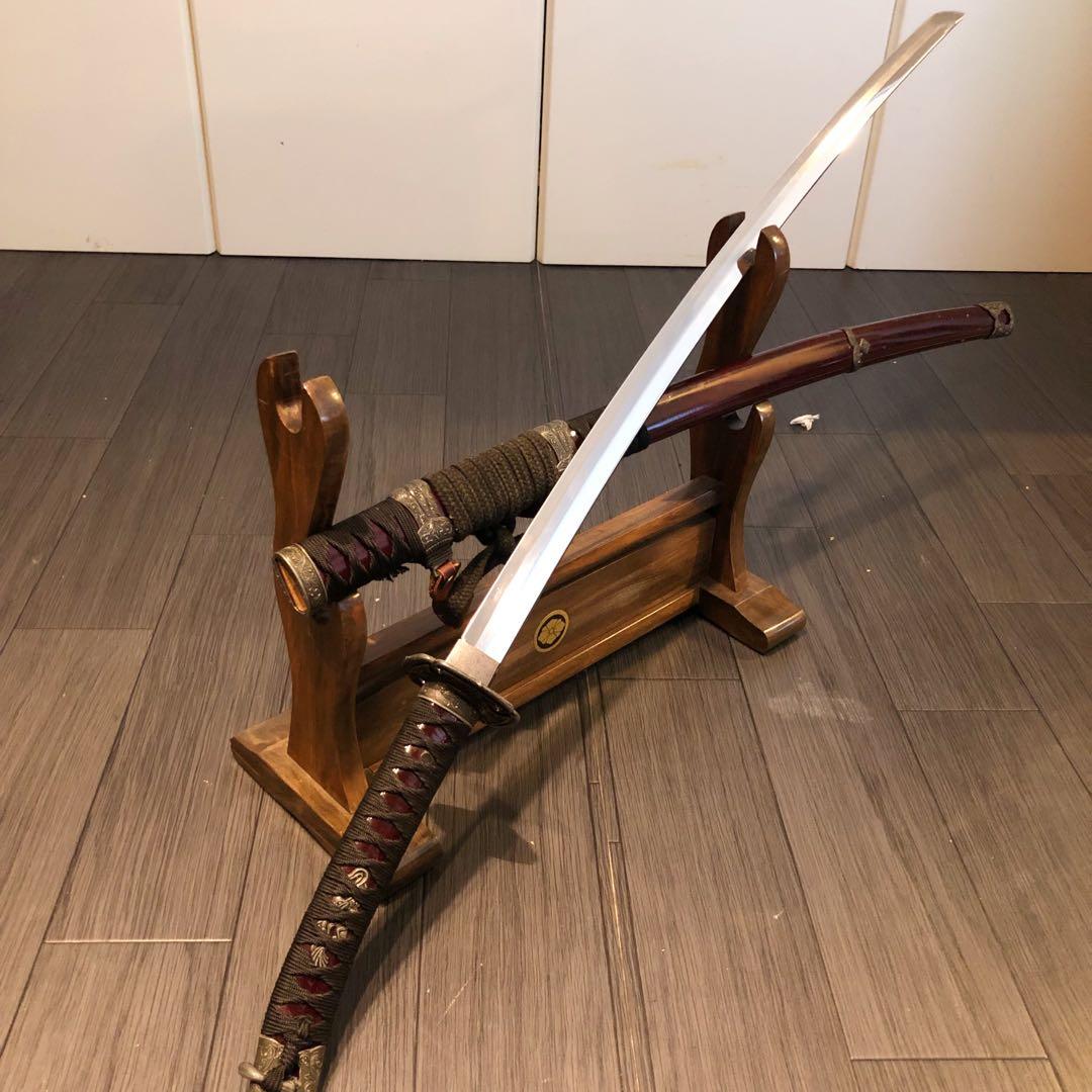 高級模造刀　日本軍拵え　居合刀　樋入刀身　合金刀身　朱拵え　重みあり