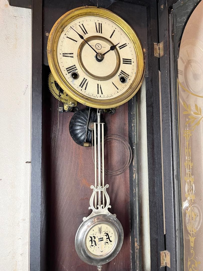 精工舎　黒柿　柱時計　古時計　振り子　ゼンマイ　ユンハンス　アンティーク　レトロ