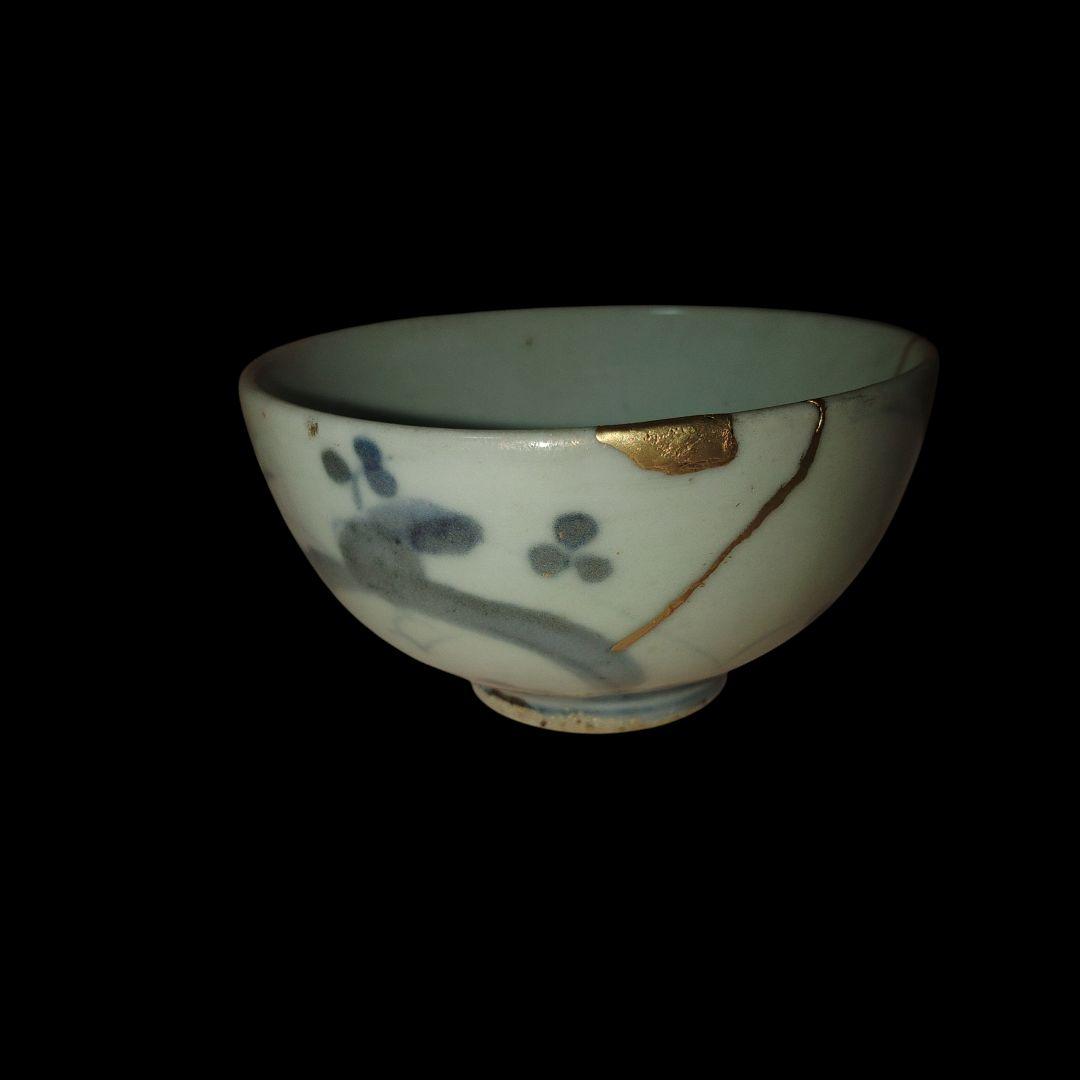 古伊万里　江戸時代　ナズナ文染付碗　くらわんか