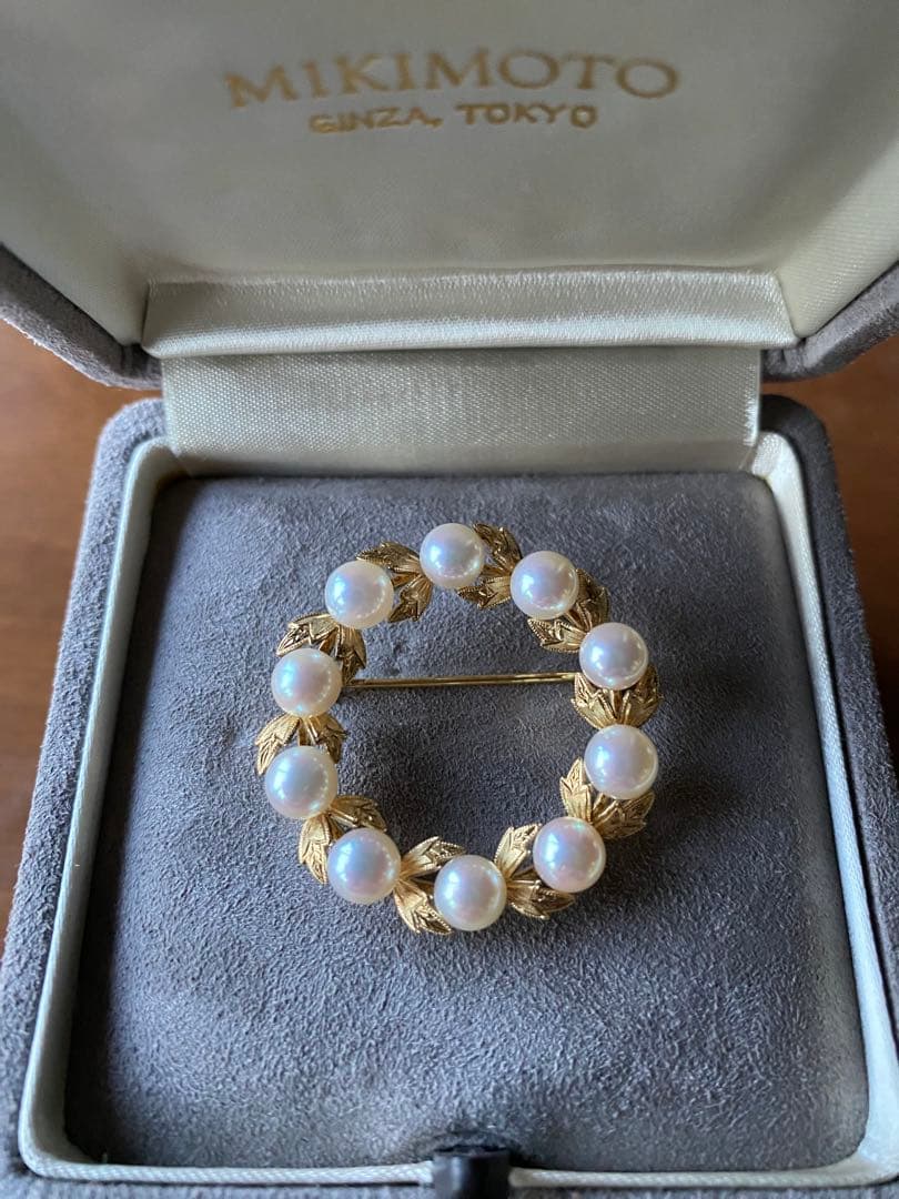 12.31までお値下げ！ミキモト　真珠 リーフモチーフ 月桂樹　ブローチ　K18