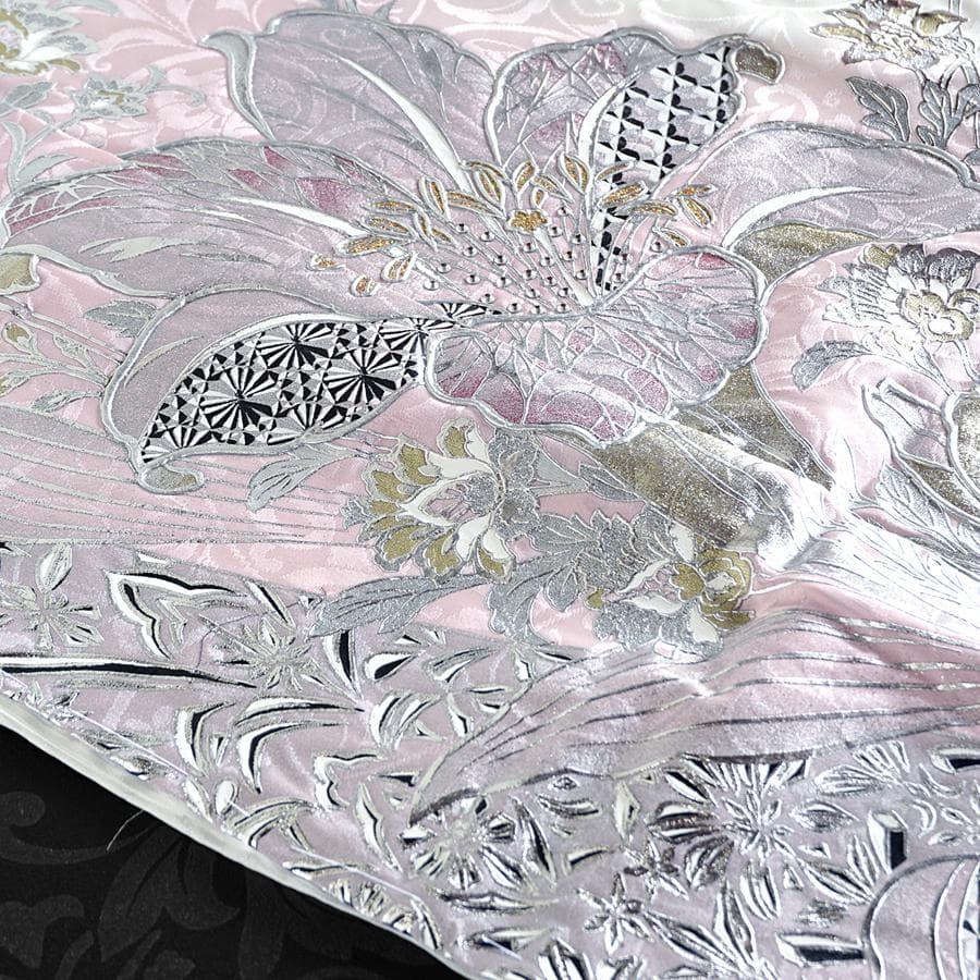 専用　ご予約商品　振袖　関芳　百合　銀彩　ホワイト　ピンク　未仕立て　仮絵羽