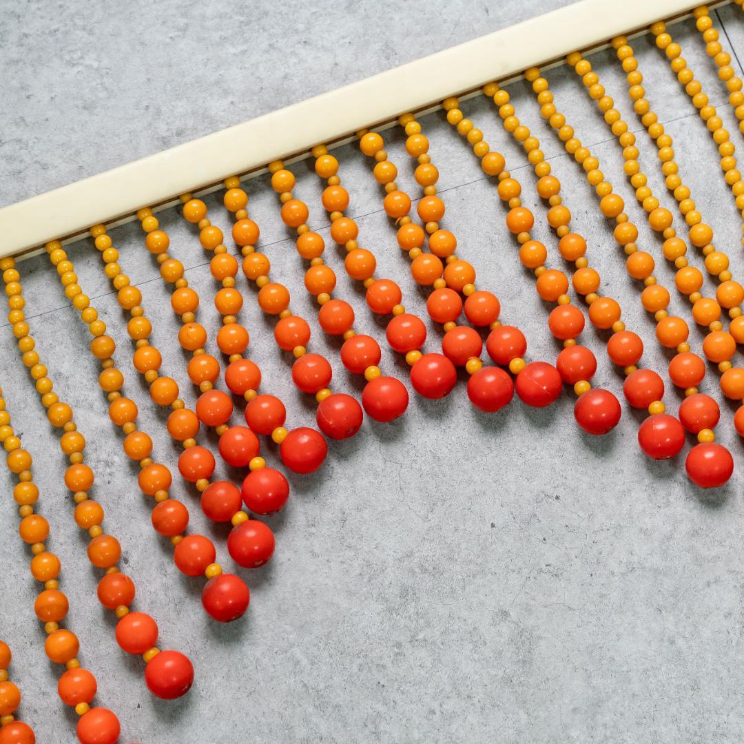 【＠KM】珠暖簾 のれん　ビーズカーテン　オレンジ　グラデーション