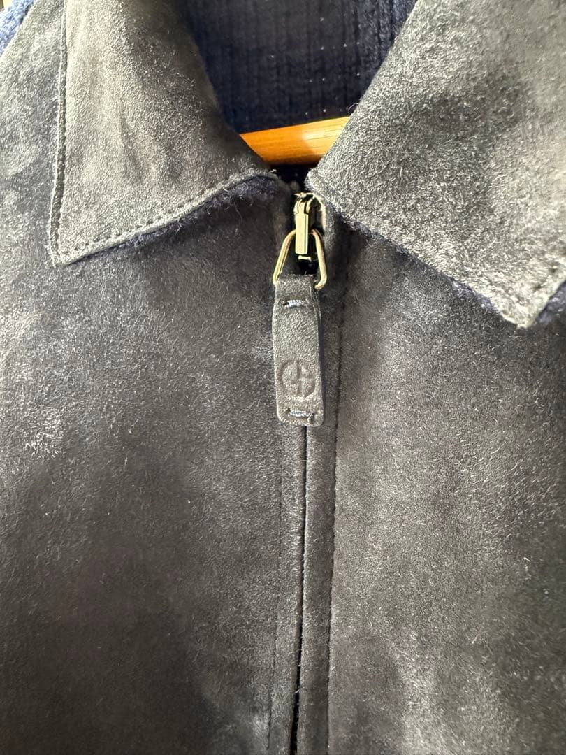 GIORGIO ARMANI 高級スウェード レザー ニット ジャケット