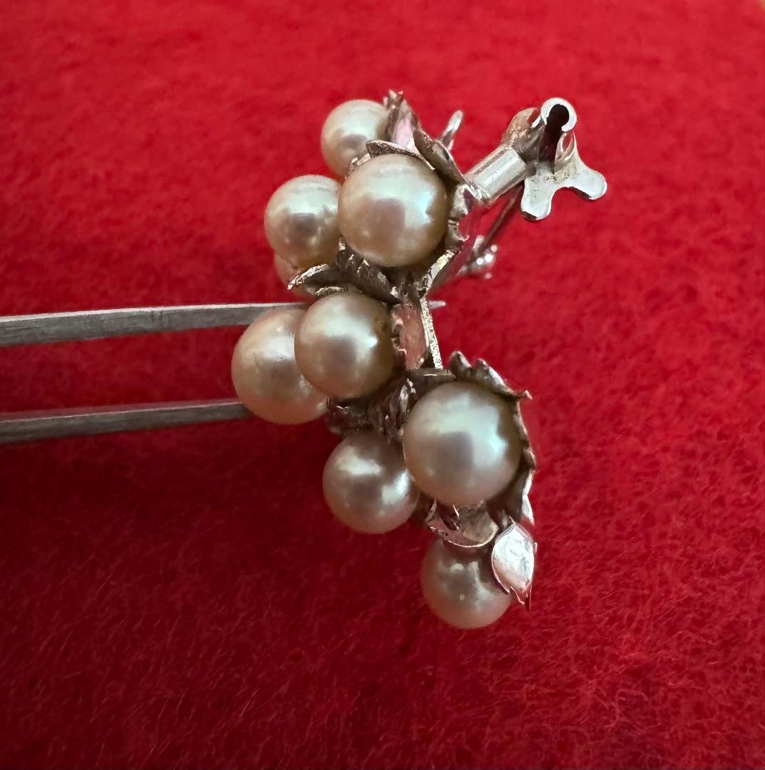 アコヤパール 花モチーフ ブローチ イタリア製　アンティーク1950年