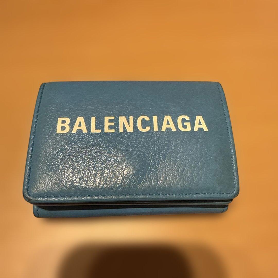 BALENCIAGA 三つ折り財布 青