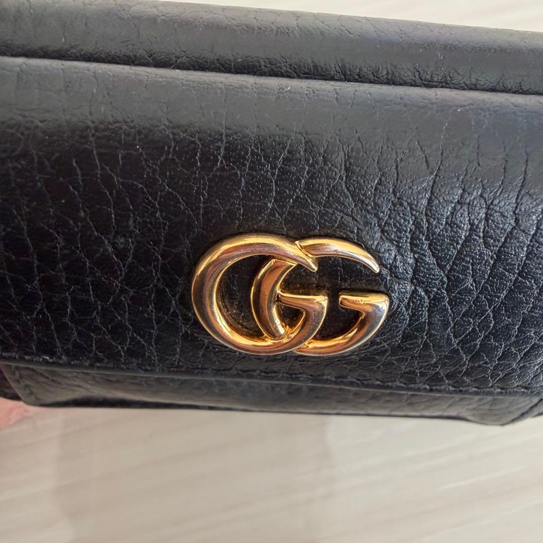 GUCCI ブラックレザー 三つ折り財布