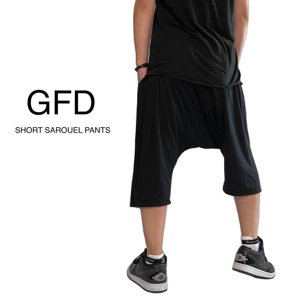 GFD ブラック サルエルパンツ ショートパンツ ハーフパンツ ジョガーパンツ