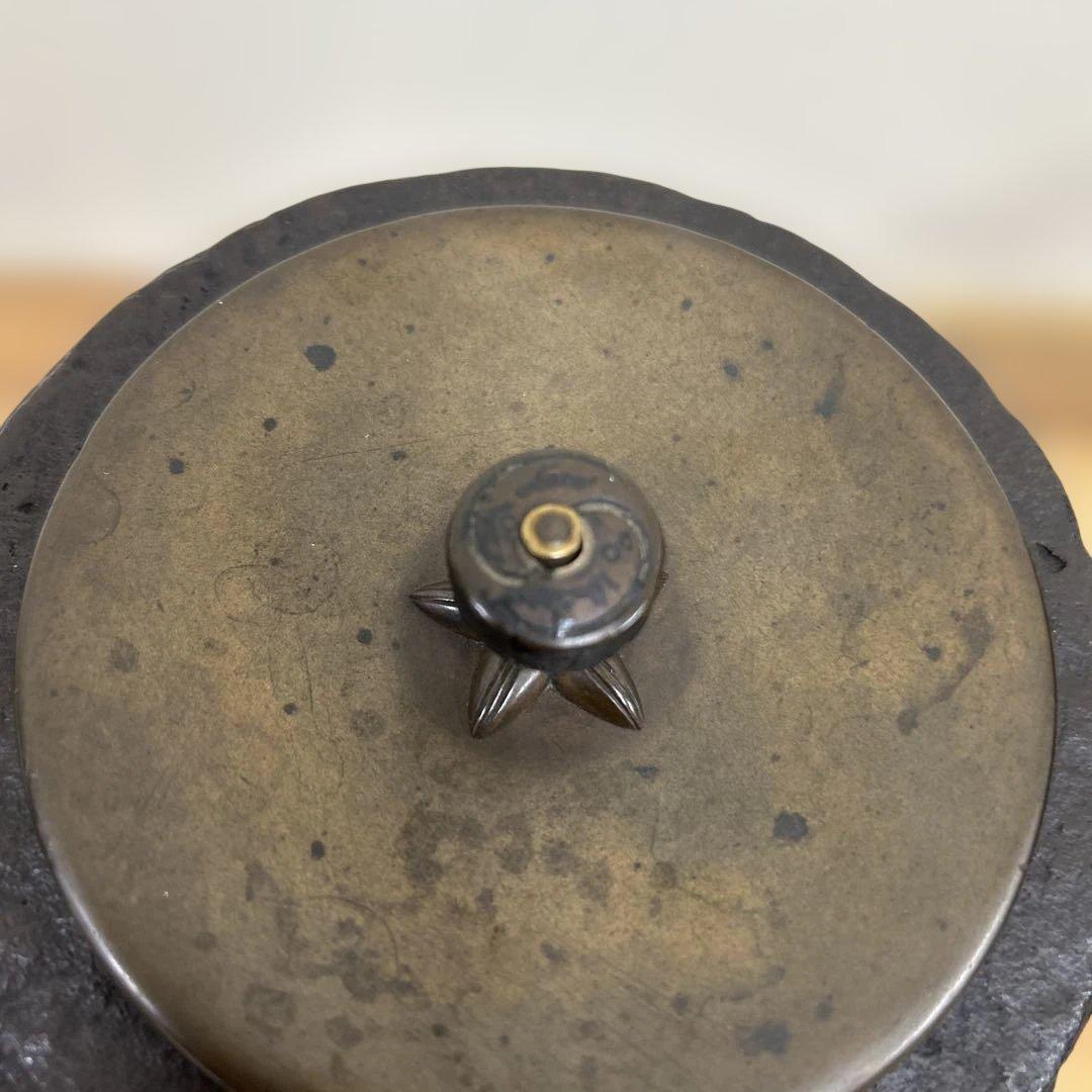 希少　色紙釜 風炉釜 茶道具　蓋　龍文堂造刻印有り