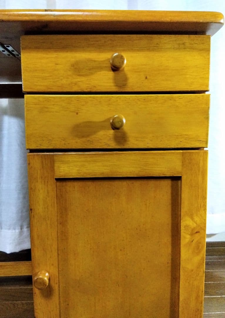 【アンティーク】収納付折畳デスク　多機能サイドテーブル　（キャスター付）匿名配送