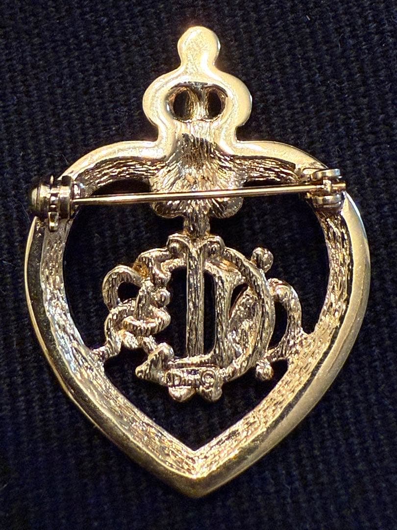 【希少品】クリスチャンディオール　ヴィンテージ　ブローチ　冠モチーフ　ロゴ