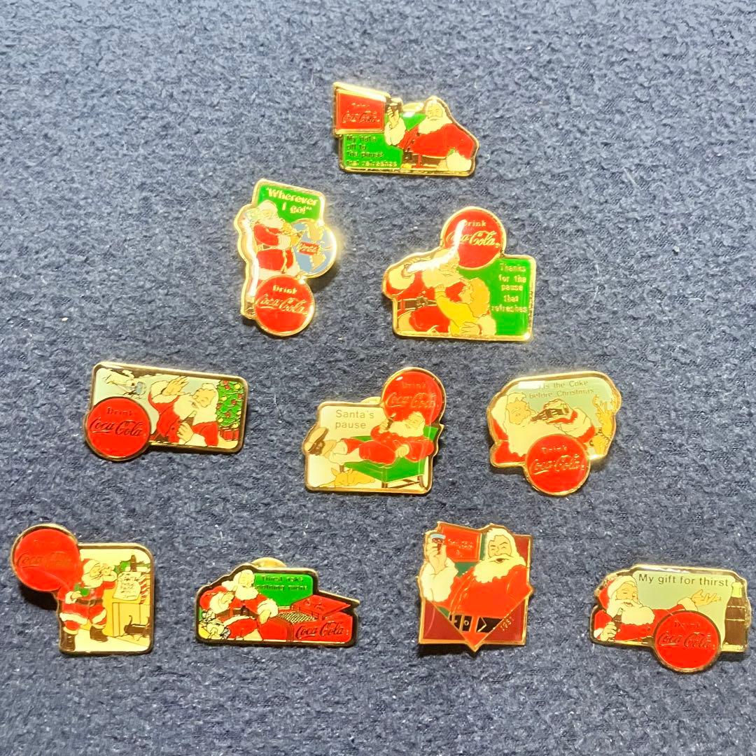 コカコーラサンタクロースピンバッチ10個セット