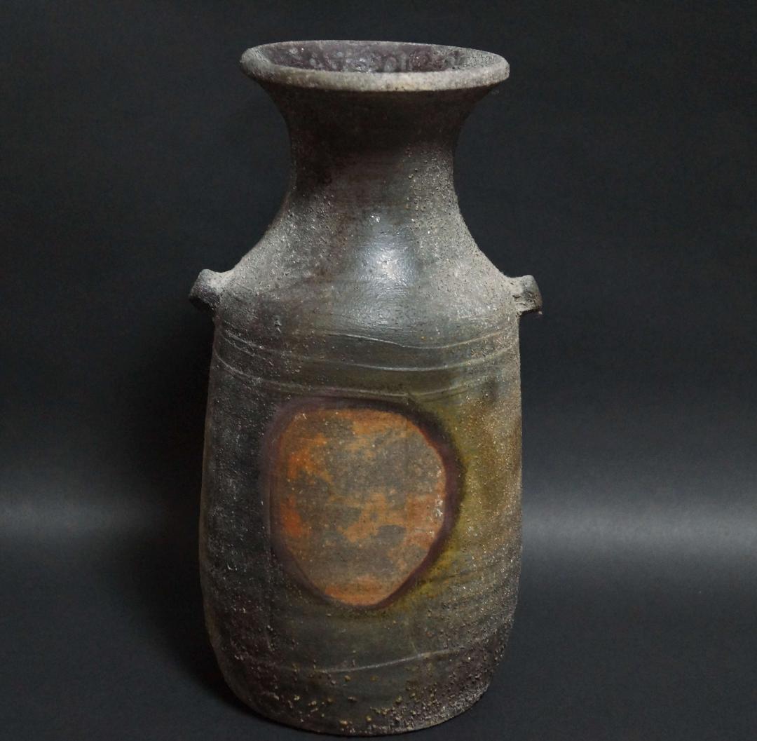 備前焼 牡丹餅 双耳 花入 花瓶 壺 壷 花器 / 華道具