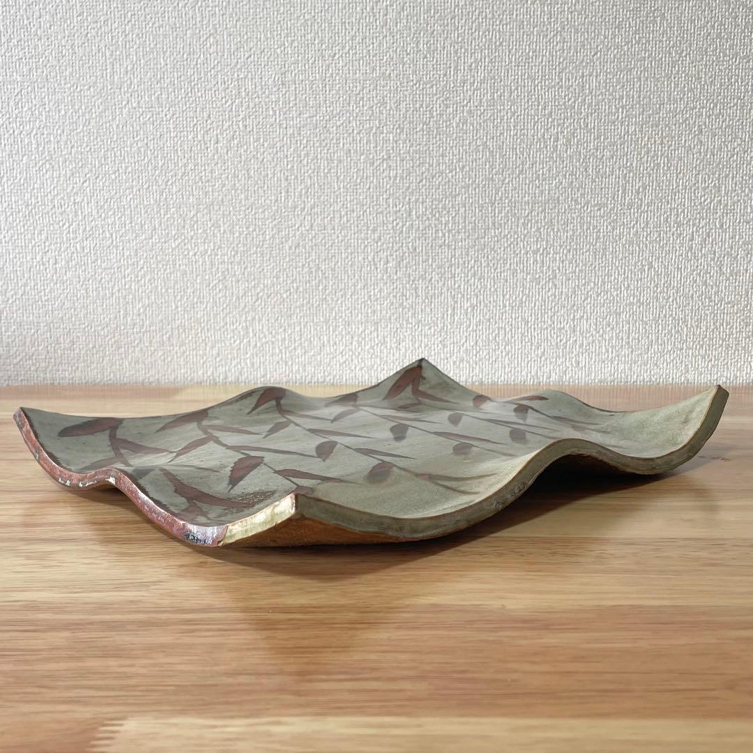 鉄絵 笹文 まな板皿　角皿 長方皿 在銘 藏 検） 鈴木藏？ 鈴木蔵？ 美濃