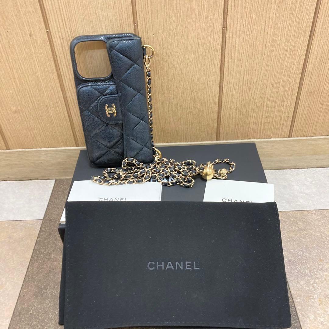 CHANEL シャネル ココマーク マトラッセ キャビアスキン スマホケース 箱