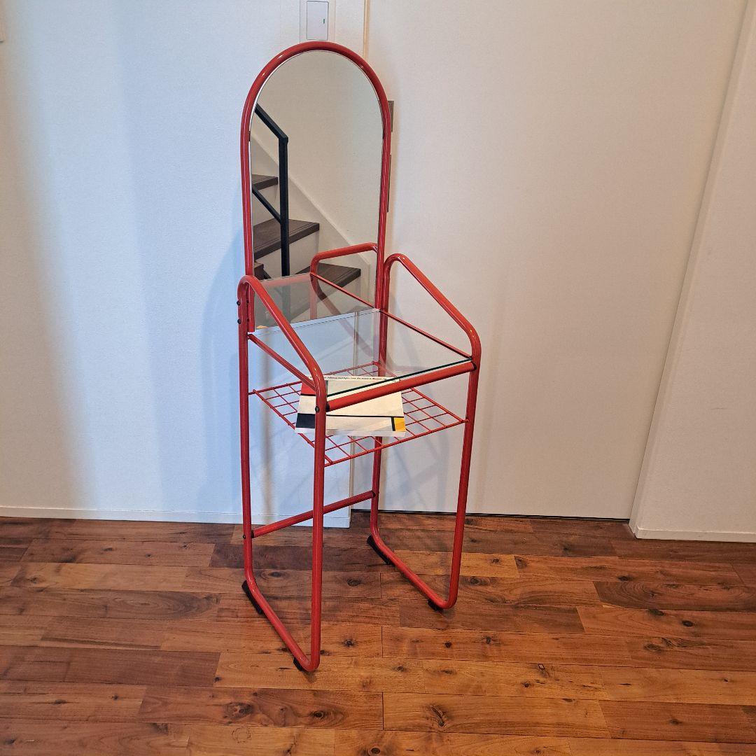 80s ミッドセンチュリー　スペースエイジ　レトロポップ　赤金属ミラードレッサー