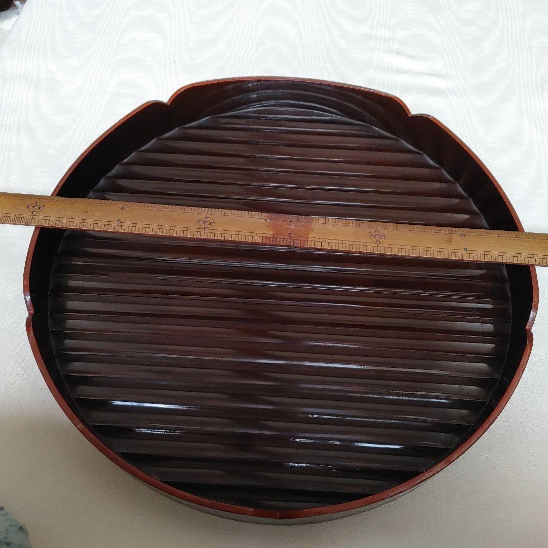 値下げ　花形盆　真塗　木製　茶道具　約29cm