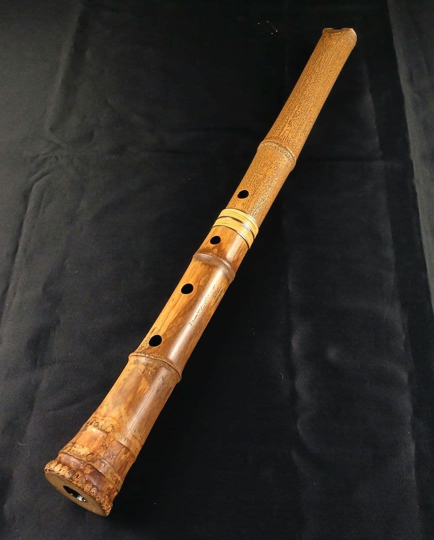 Y3110-3 琴古流 尺八 銀三線 全長54㎝ 古竹製