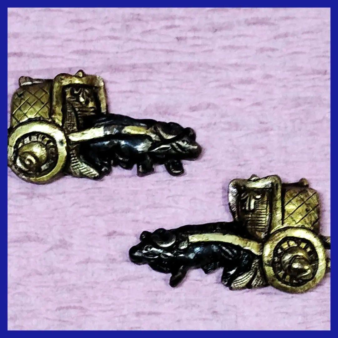 刀装具 目貫 金色絵 牛車図 時代物