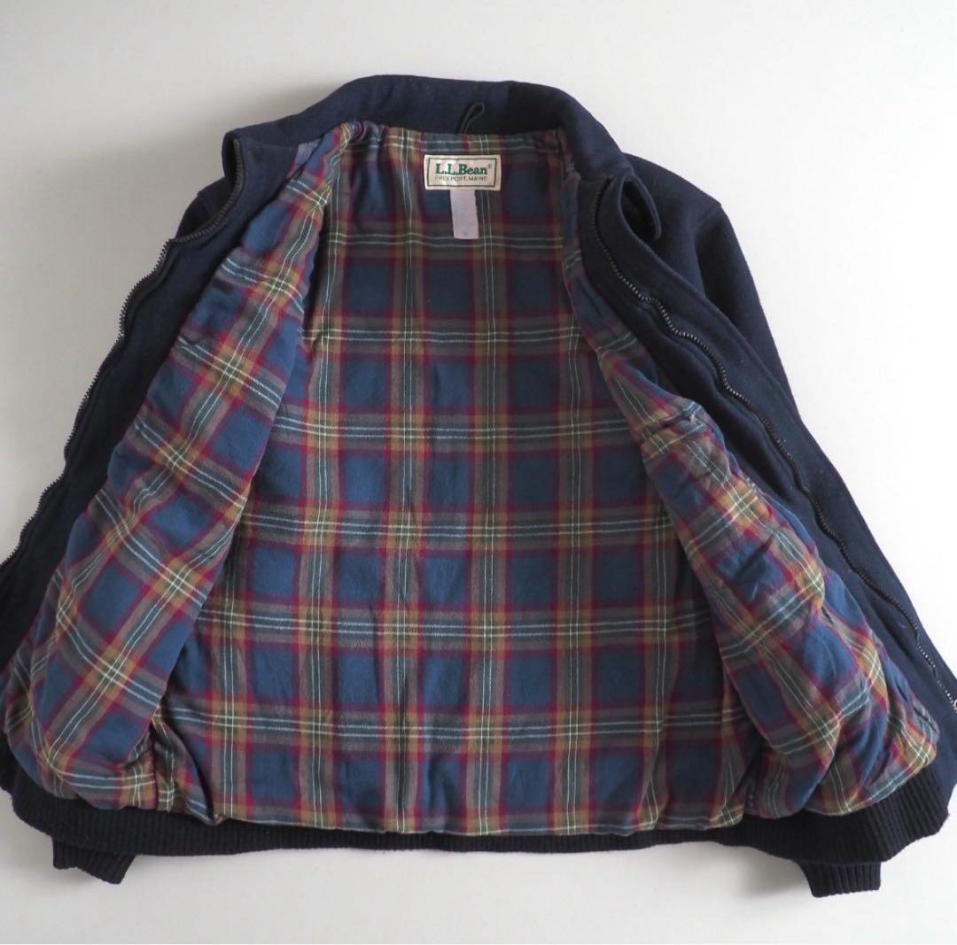 エルエルビーン　USA製　ウールジャケット　ネイビー　裏地チェック