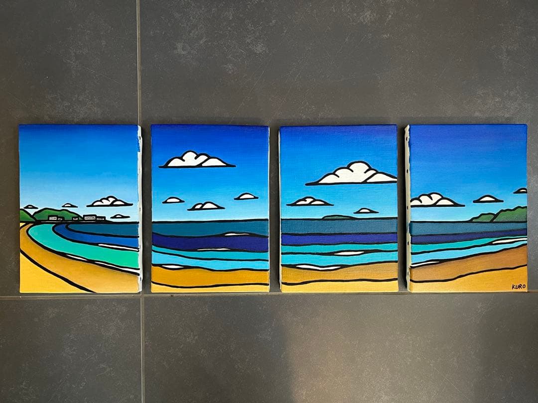 Yuigahama/KURO サムホールサイズ　✖️4 油絵　原画　風景画