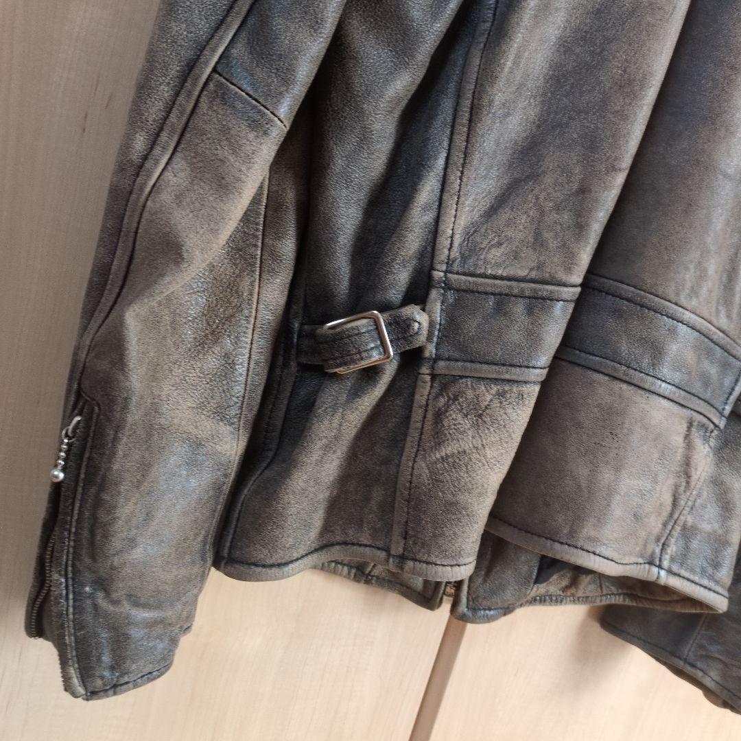 AVIREX ダークブラウン レザーライダースジャケット