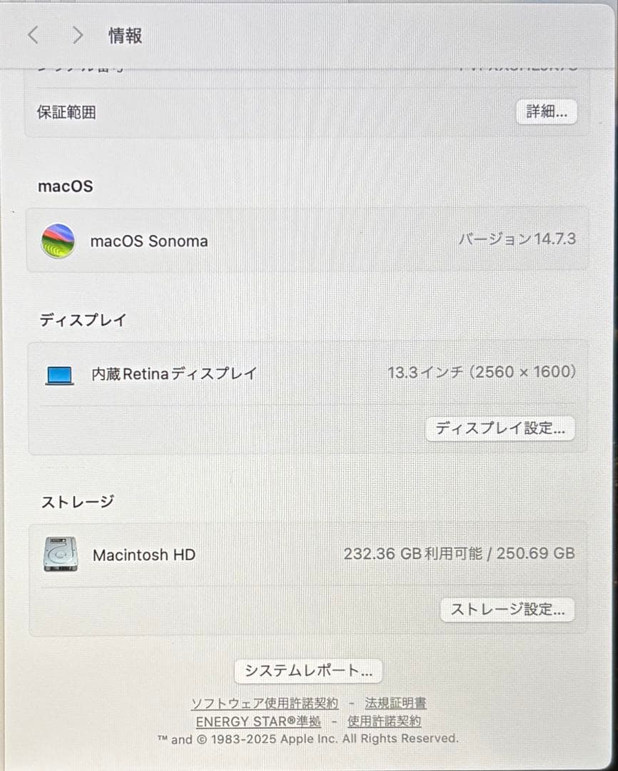 MacBook Air 13インチ 2018 /8GB /256GB 状態良好
