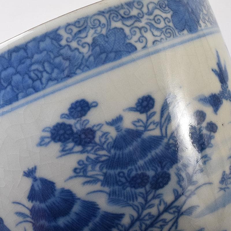 瀬戸焼　古瀬戸　染付秋草文　三つ足香炉　火入れ　V　R7933