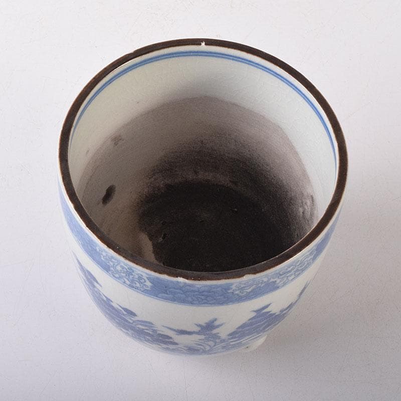 瀬戸焼　古瀬戸　染付秋草文　三つ足香炉　火入れ　V　R7933