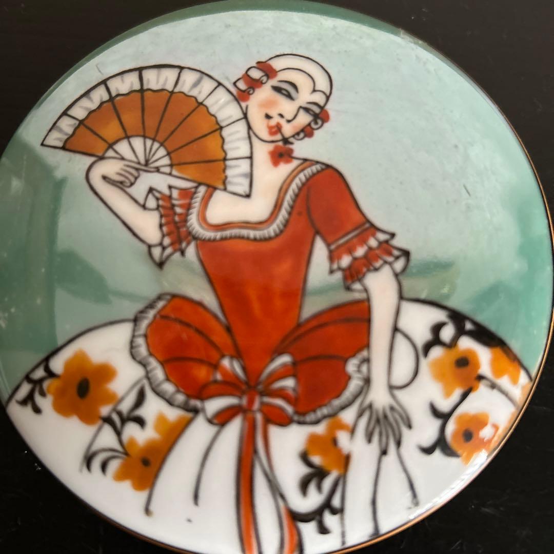 オールドノリタケ　アールデコレディ　 ラスター彩　パフケース