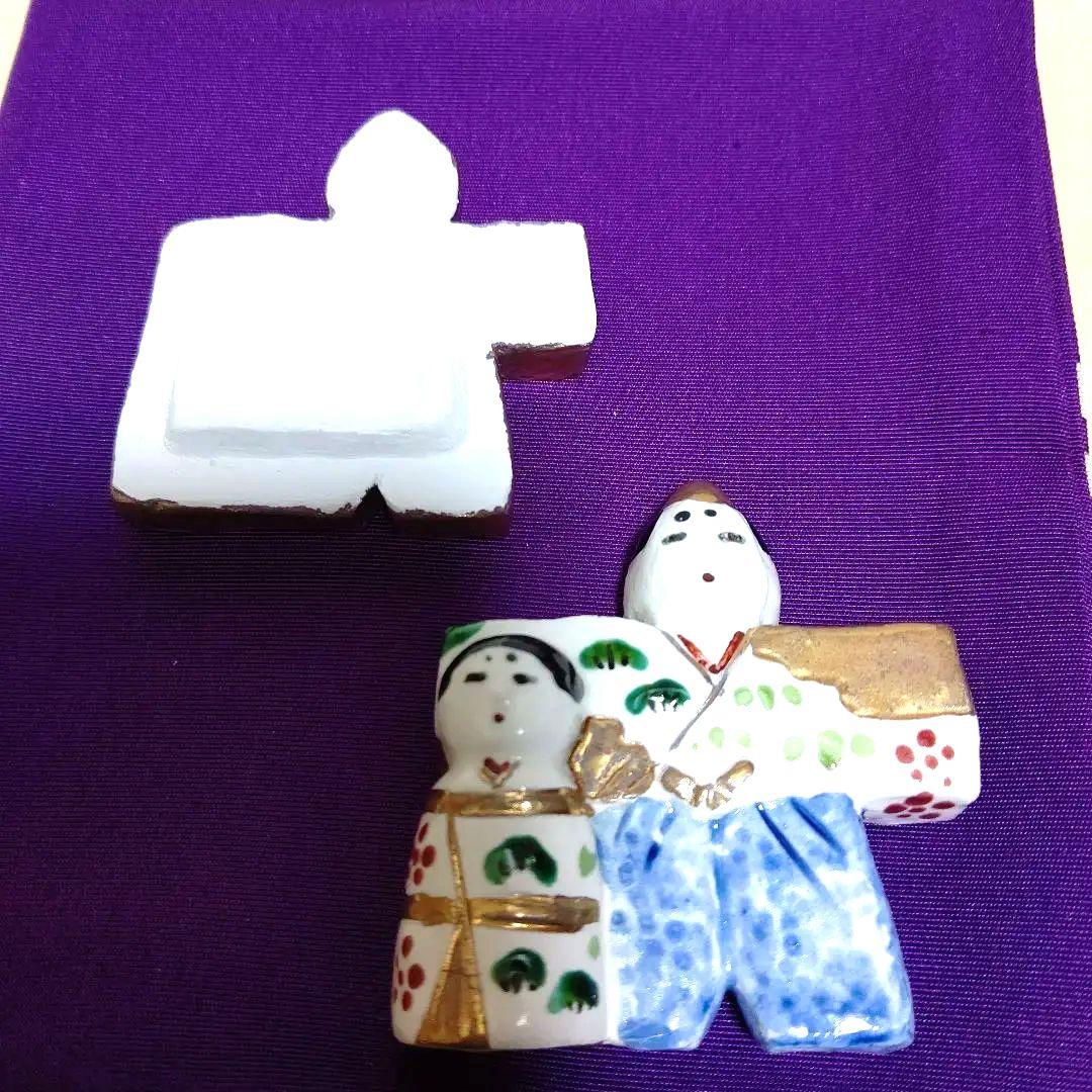 香合、色絵立ち雛、長谷川剛作