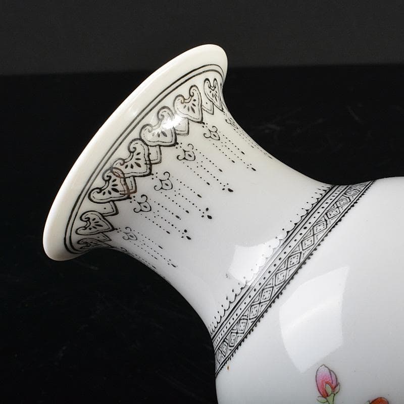 中国　中国景徳鎮製　粉彩漢詩花鳥文瓶　時代箱　M　R6295