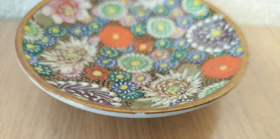 5枚組　九谷焼　色絵　花詰豆皿