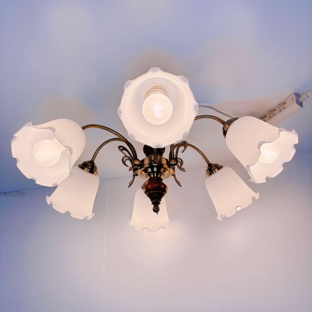 【美品 動作良好】KOIZUMI 6灯 アンティーク調 シャンデリア