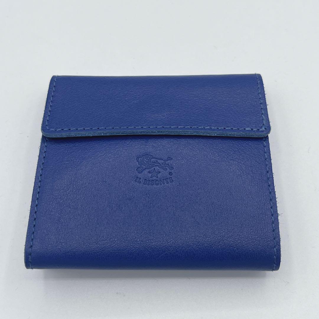 現行極美品　イルビゾンテ 二つ折り財布 レザー ブルー コンパクトウォレット