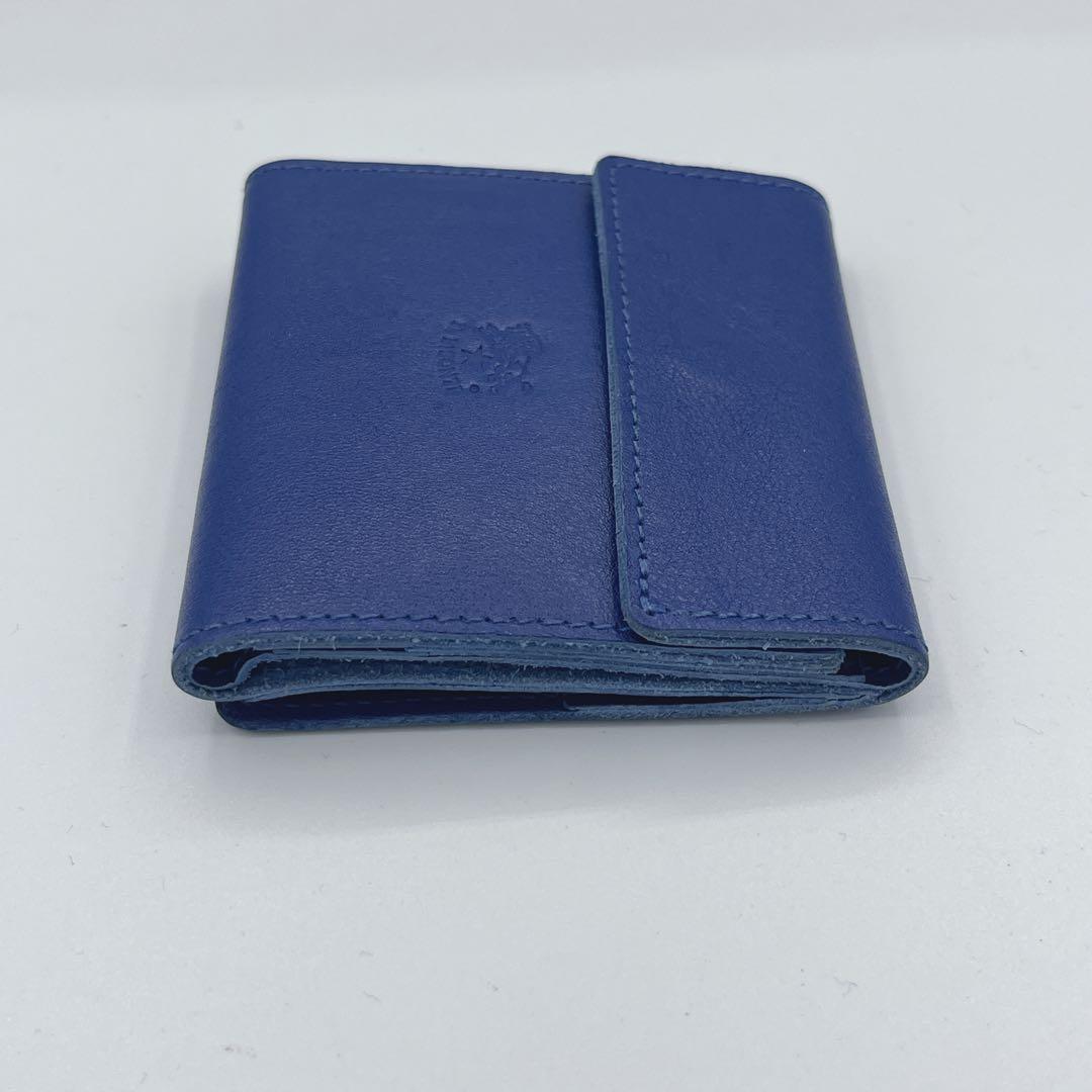 現行極美品　イルビゾンテ 二つ折り財布 レザー ブルー コンパクトウォレット