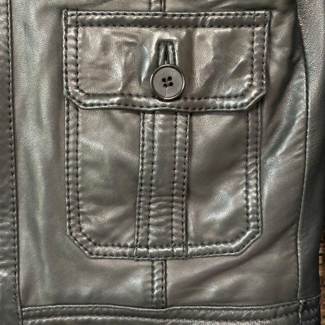 【訳あり】 スタッドオム レザージャケット ライダース 4ポケット ジップアップ