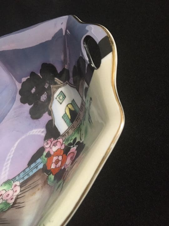 ノリタケ　ハンドル付きボウル　アールデコ　ラスター彩　さくら印