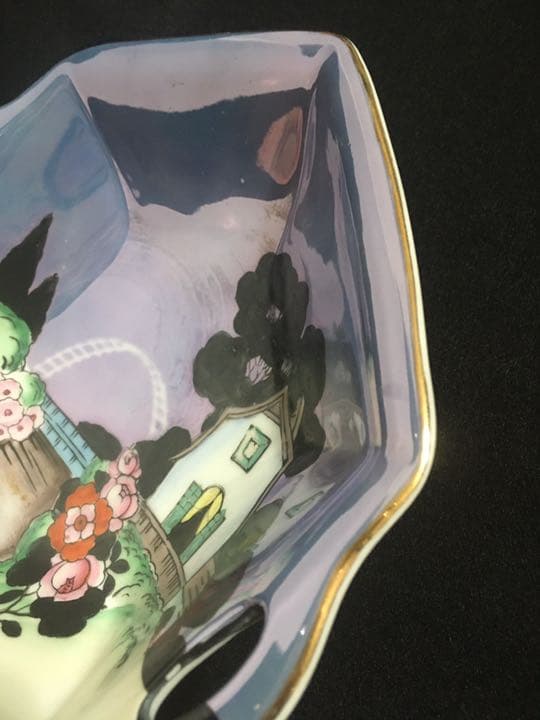 ノリタケ　ハンドル付きボウル　アールデコ　ラスター彩　さくら印